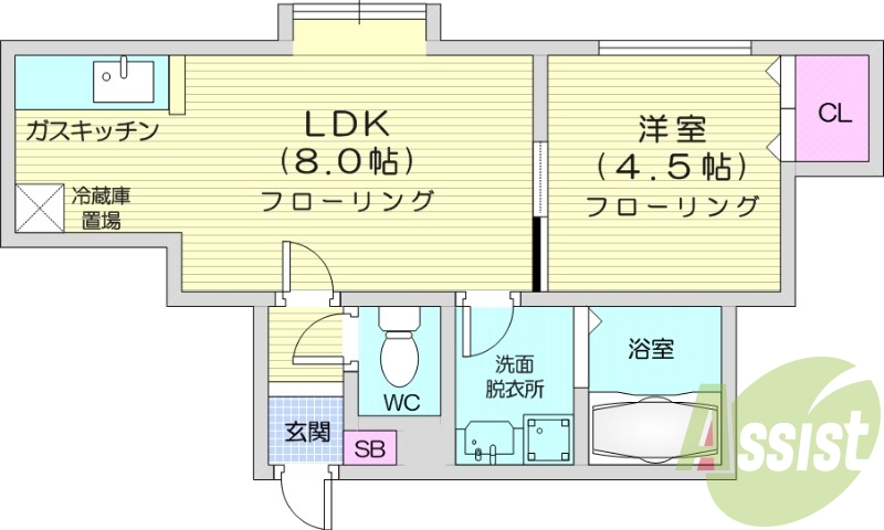 1LDK、シャンプードレッサー、モニタ付インターホン