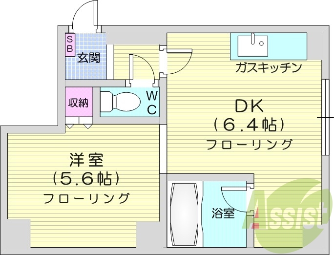 1DK、灯油暖房、最上階、シューズボックス