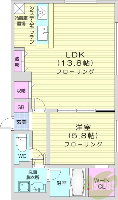1LDK、都市ガス、ネット無料、エアコン、追い炊き