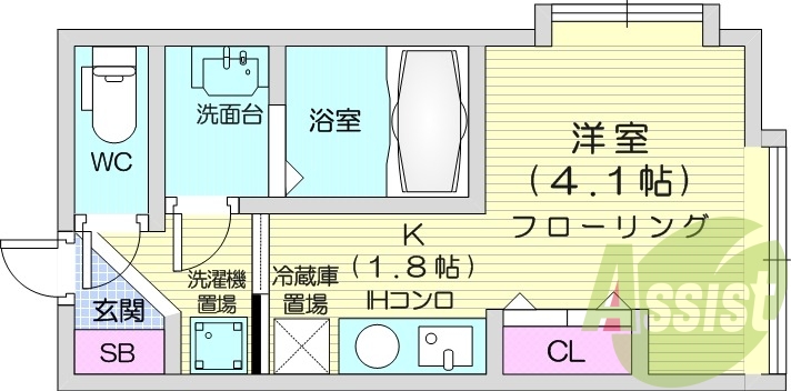 1K、エアコン、ネット無料、宅配ボックス