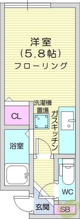 1R、灯油暖房、テレビモニターホン、角部屋