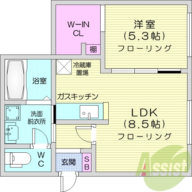 1LDK、シャワートイレ、モニタ付インターホン、灯油暖房
