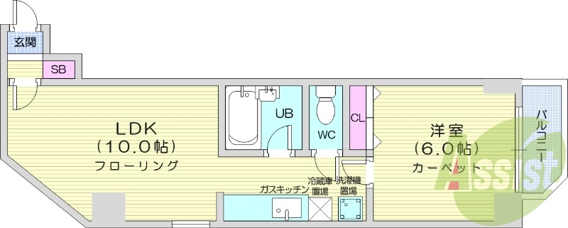 1LDK、オートロック、ウォシュレット、ネット無料