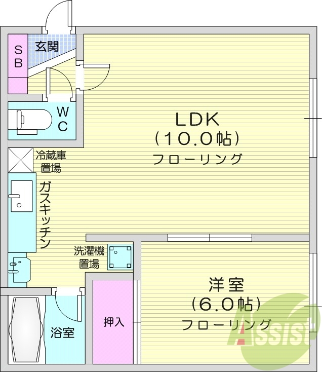 1LDK、エアコン、灯油暖房、独立洗面台、バストイレ別