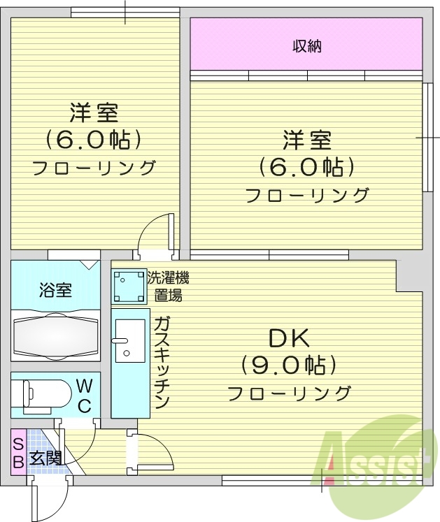 2DK、灯油暖房、風呂トイレ別、ロードヒーティング