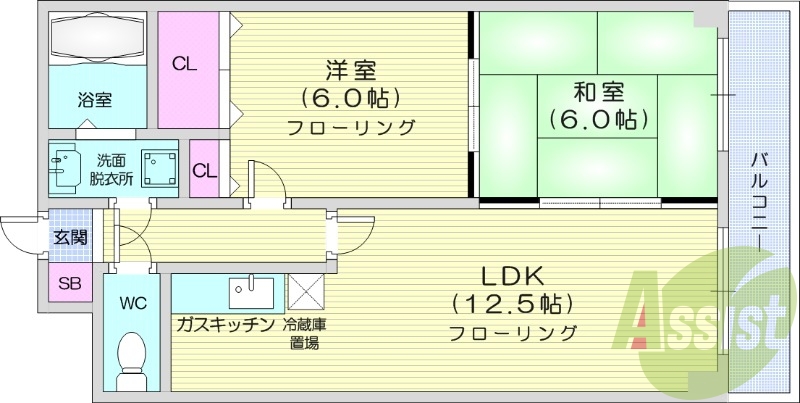 2LDK、ネット無料、独立洗面台、灯油暖房