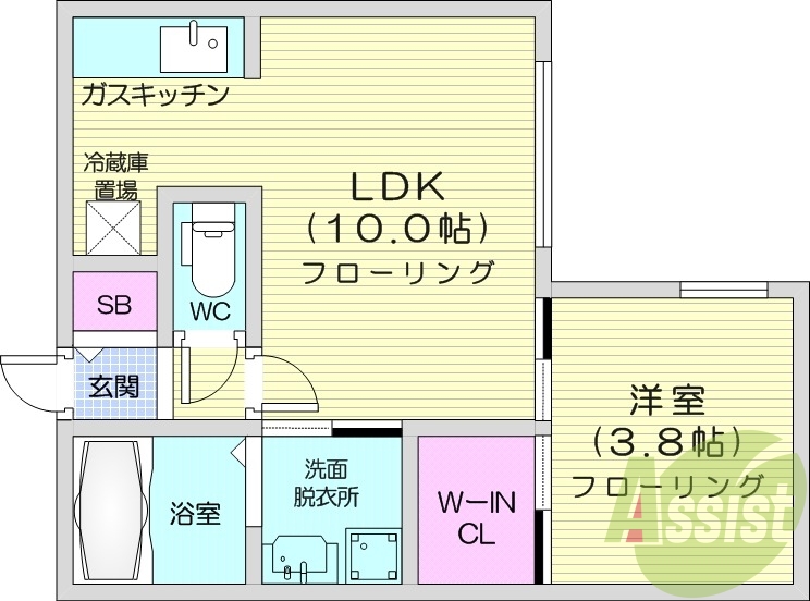 1LDK、エアコン、灯油暖房、ネット無料