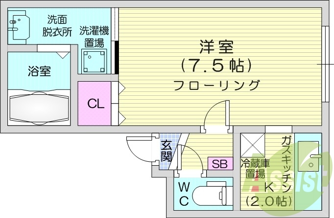 1K、オートロック、バルコニー、灯油暖房