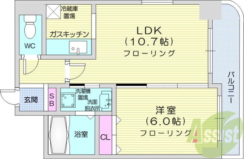 1LDK、エレベーター、オートロック、ロードヒーティング