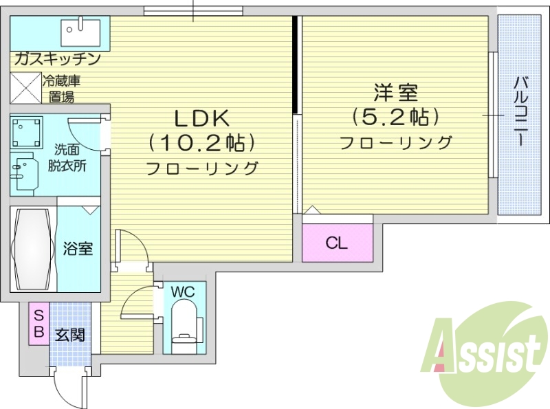 1LDK、エアコン、独立洗面台、ネット無料