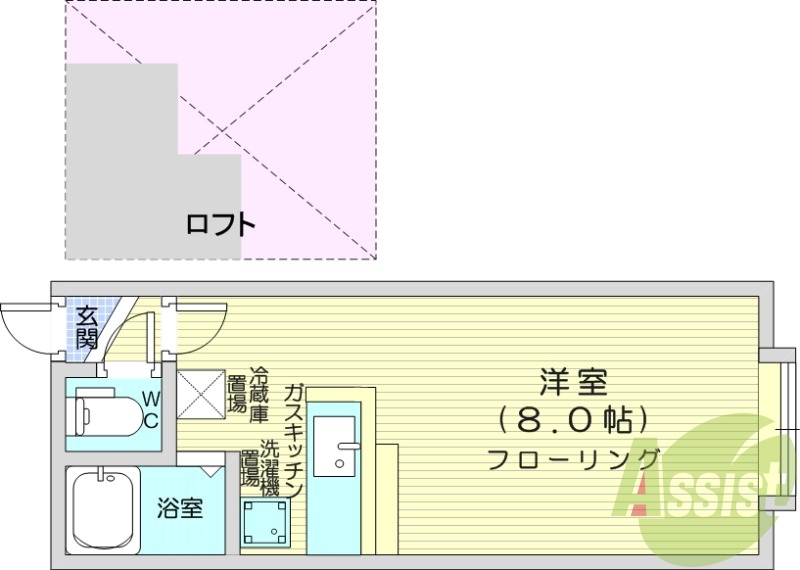 1R、モニター付きインターホン、バストイレ別、灯油暖房