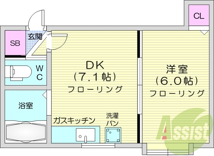 1DK、エアコン、灯油暖房、独立洗面台、トランクルーム