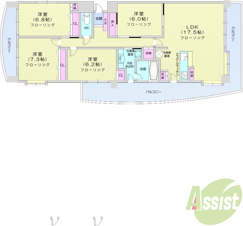 4LDK、ペット可、浴室暖房乾燥機、食洗器、パネルヒーター