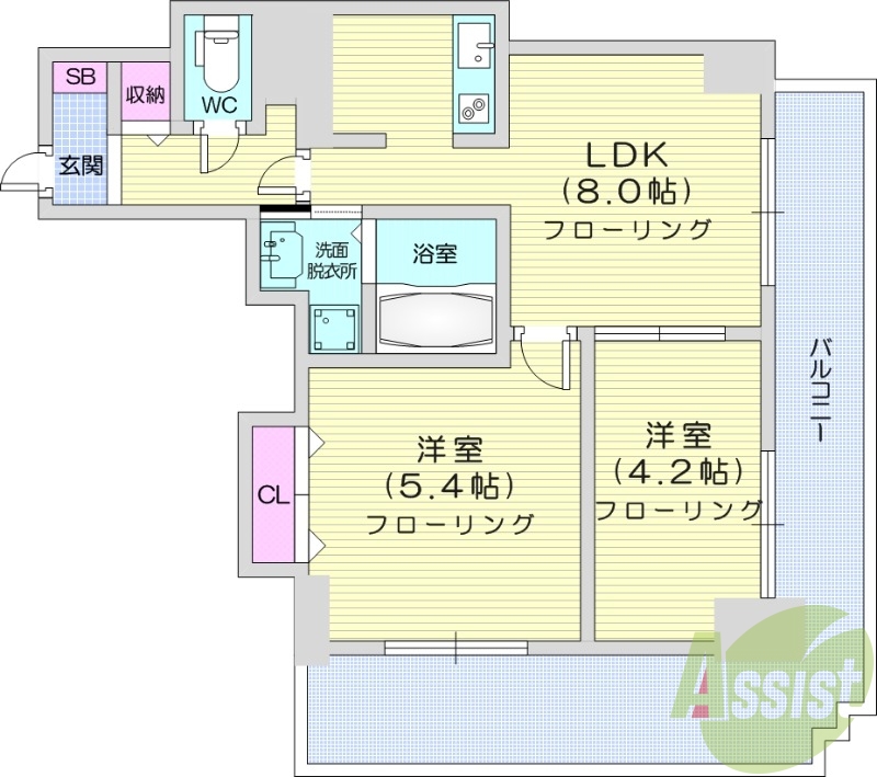2LDK、オートロック、ペット可、灯油給湯