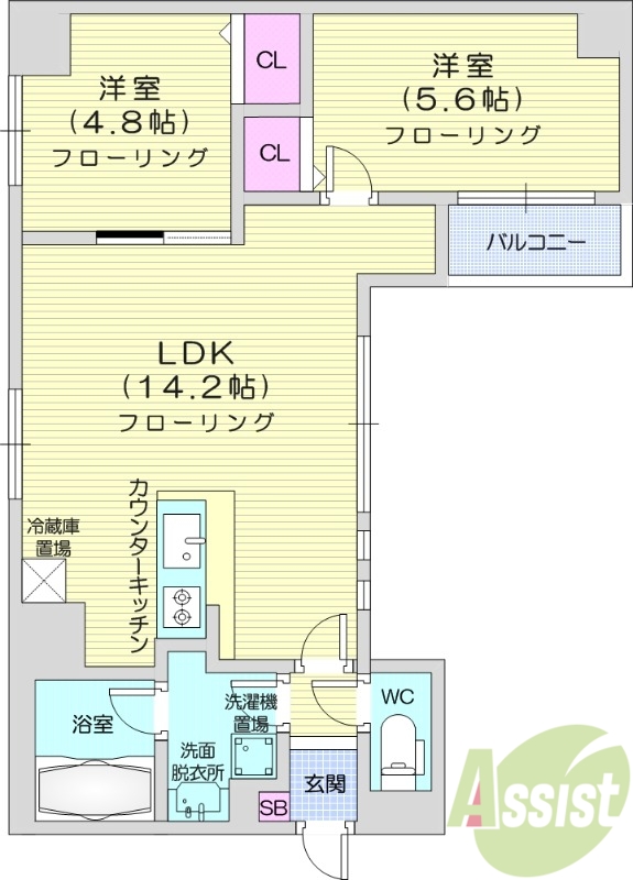 2LDK、システムキッチン、灯油FF暖房、防犯カメラ