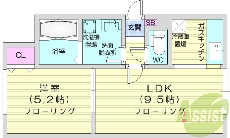 1LDK、ロードヒーティング、エアコン、灯油暖房