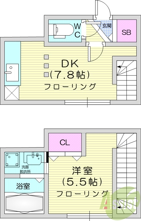 1LDK、角部屋、オートロック、ネット無料、エアコン
