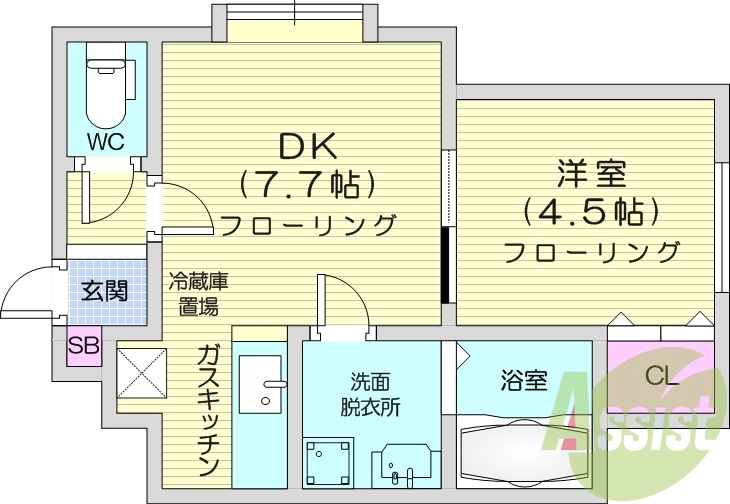 1DK、温水洗浄便座、灯油暖房、ネット使用料不要