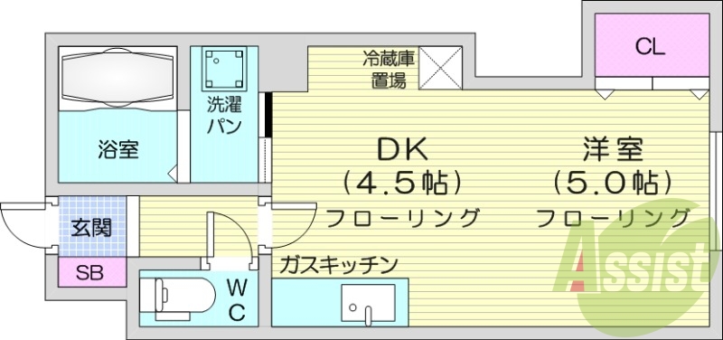 1DK、灯油暖房、ネット無料、バストイレ別