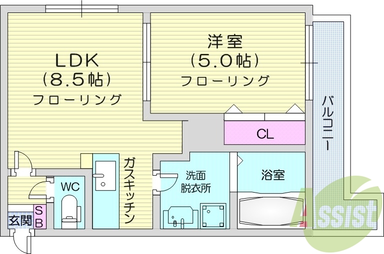 1LDK、収納、洗濯機置場、灯油暖房、エアコン