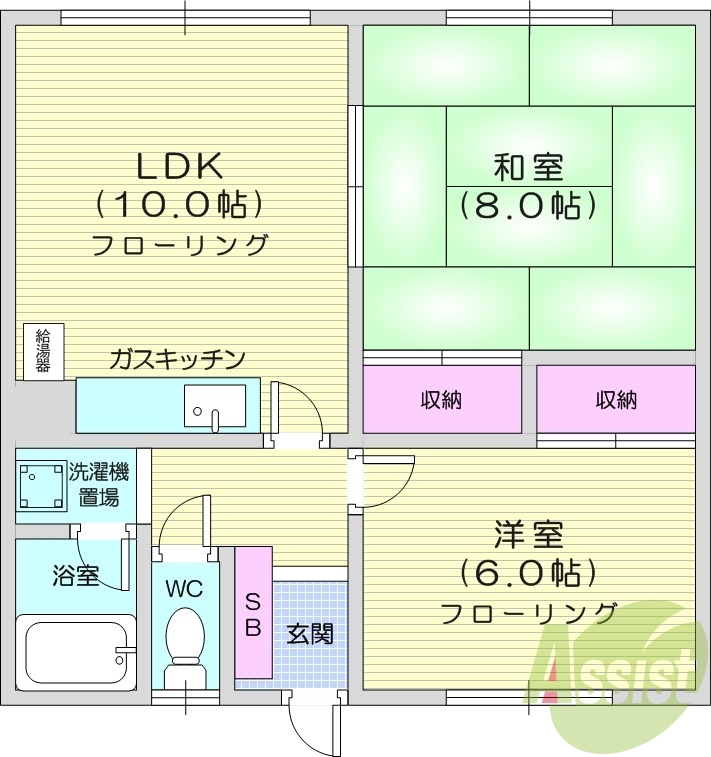 2LDK、灯油ボイラー、灯油暖房、トランクルーム