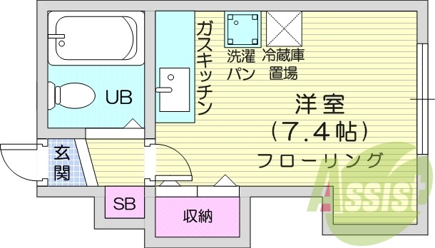 1R、灯油暖房、ネット無料、シューズボックス、最上階