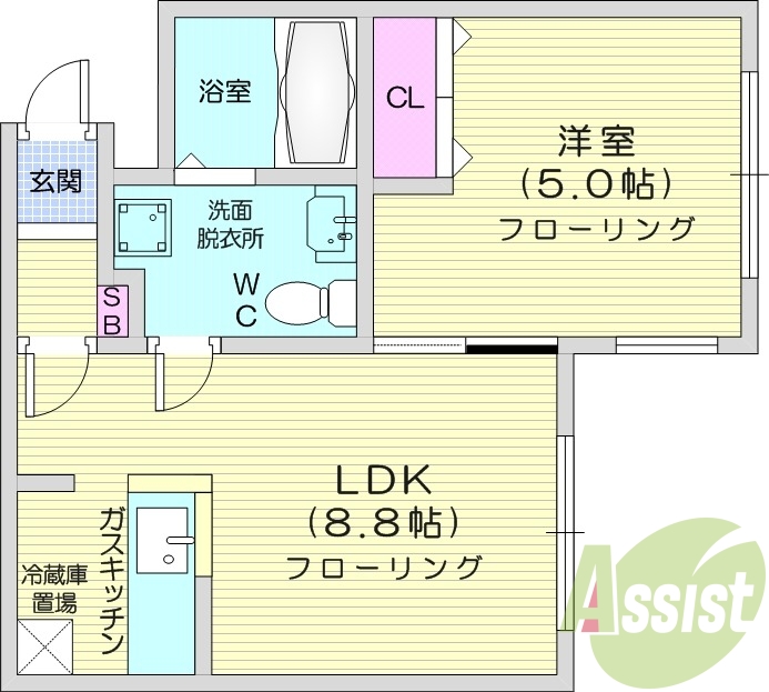 1LDK、オートロック、角部屋、トランクルーム、インターホン