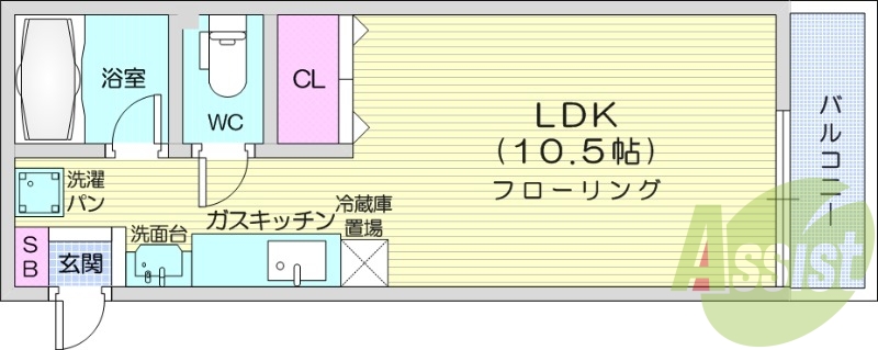 1K、暖房設備、収納、洗濯機置場、シャワートイレ