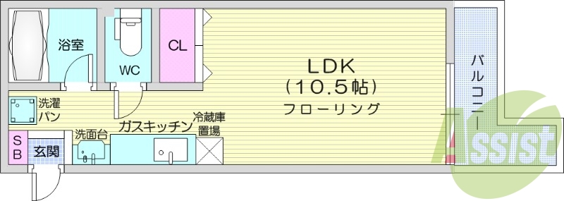 1K、暖房設備、収納、洗濯機置場、シャワートイレ