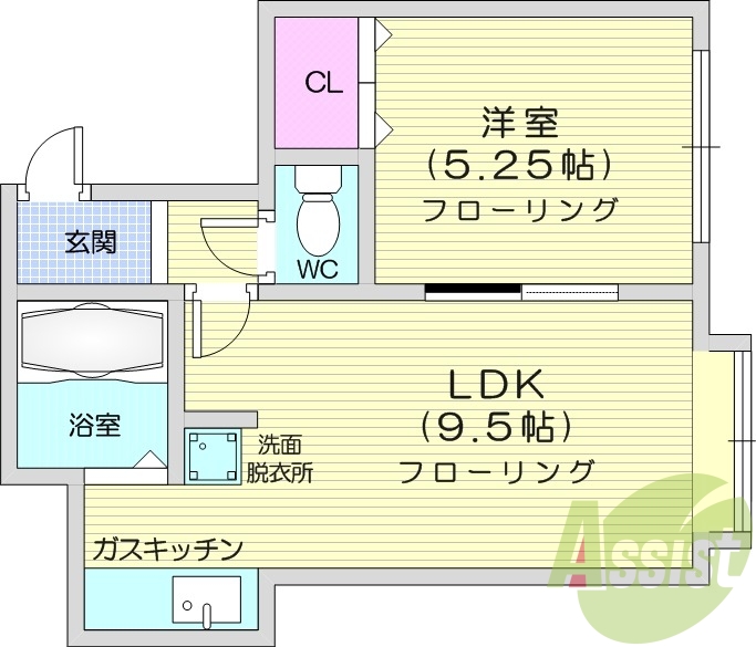 1LDK、ネット無料、灯油暖房、トイレ風呂別