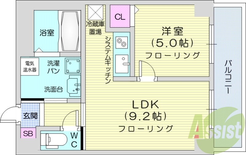 1LDK、オール電化、オートロック、防犯カメラ