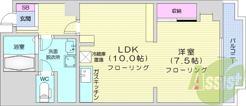 1LDK、ウォシュレット、都市ガス、電気給湯器