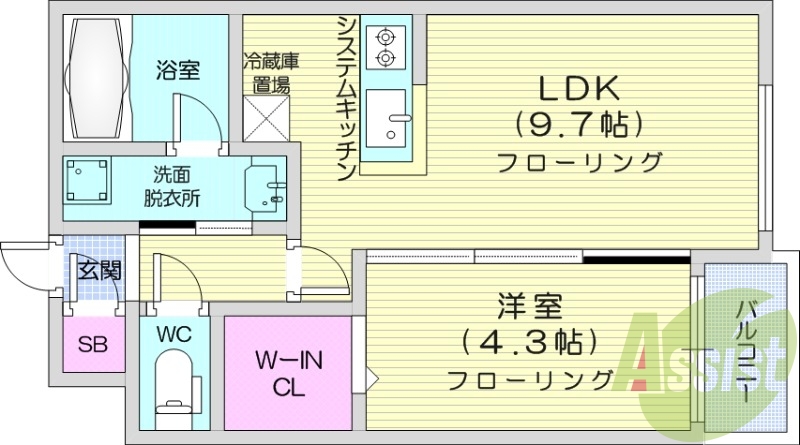 1LDK、エアコン、システムキッチン、灯油暖房