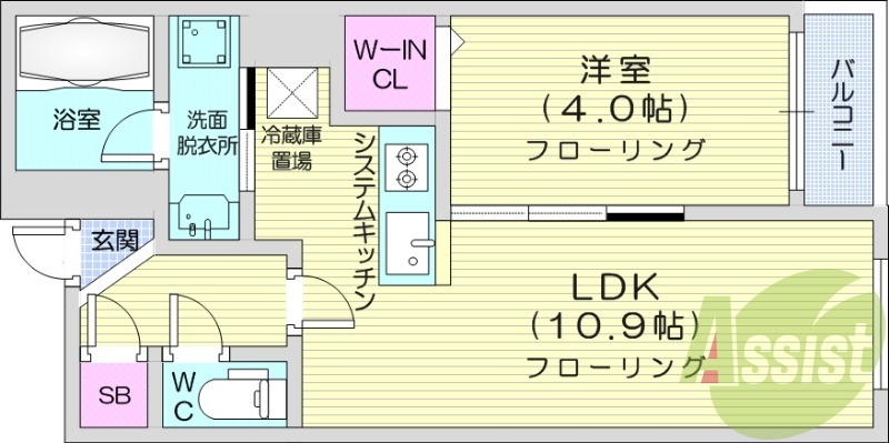 1LDK、エアコン、システムキッチン、灯油暖房