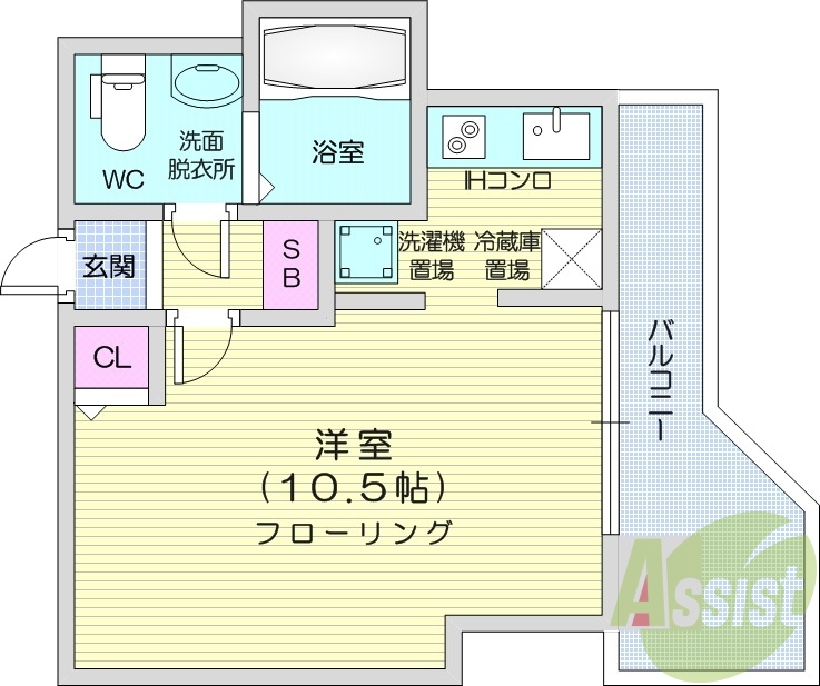 1R、オートロック、バストイレ別、TVモニターホン