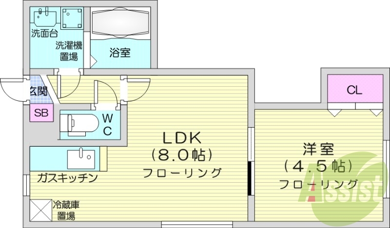 1LDK、ネット使用料、バス・トイレ別
