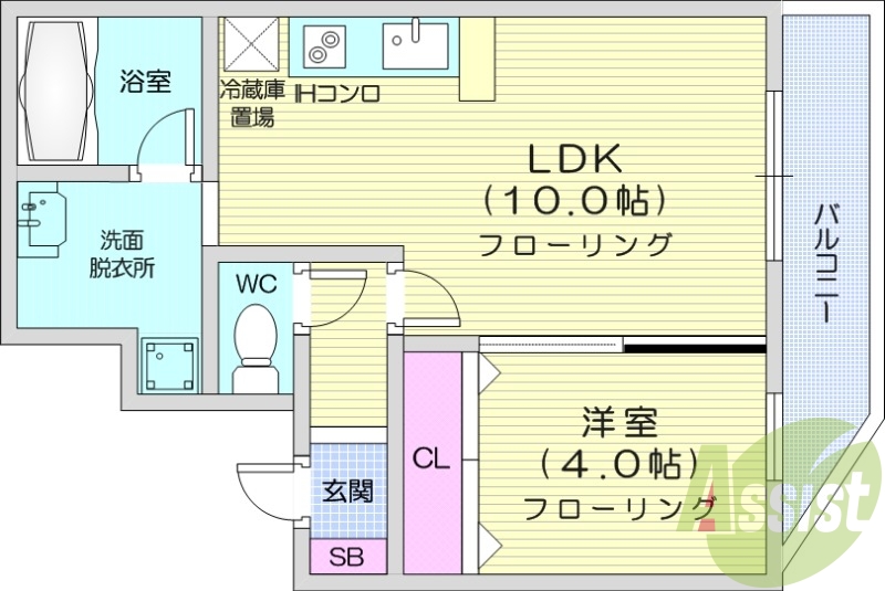 1LDK、収納、バストイレ別、洗面脱衣所、オール電化