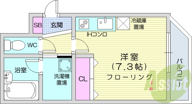 1R、収納、バストイレ別、洗面脱衣所、オール電化