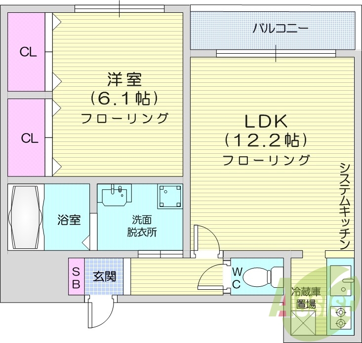 1LDK、灯油暖房、バルコニー、トランクルーム