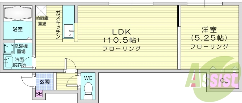 1LDK、独立洗面台、灯油暖房