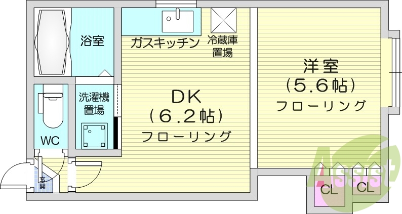 1DK、灯油暖房、ガスキッチン、ネット無料