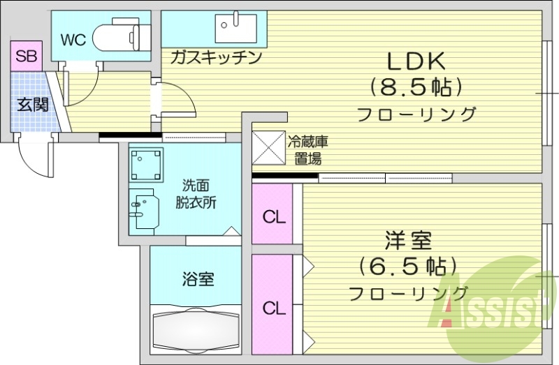 1LDK、ネット無料、独立洗面台、シャワートイレ