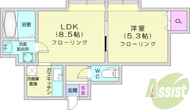 1LDK、浴室乾燥機、エアコン、灯油暖房