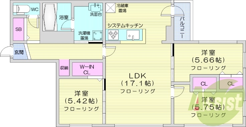 3LDK、角部屋、都市ガス、エアコン、追い炊き