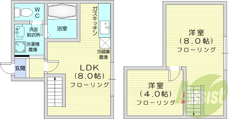 1K、クローゼット、灯油暖房、モニタ付インターホン
