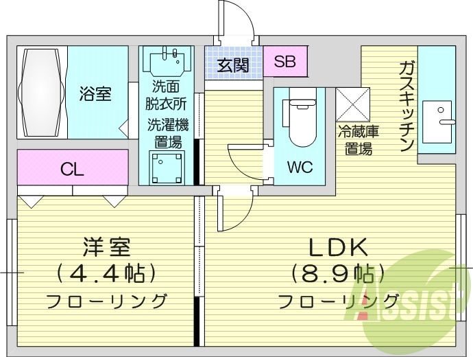 1LDK、ペット可、エアコン、灯油暖房、宅配ボックス