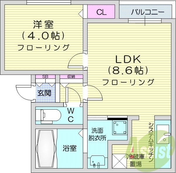 1LDK、エアコン、灯油暖房、ネット無料