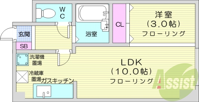 1LDK、光ファイバー、ロードヒーティング