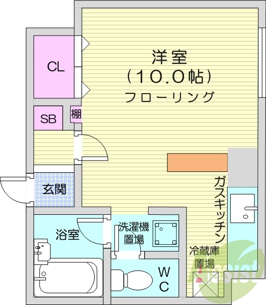 1R、モニターホン、バストイレ別、防犯カメラ