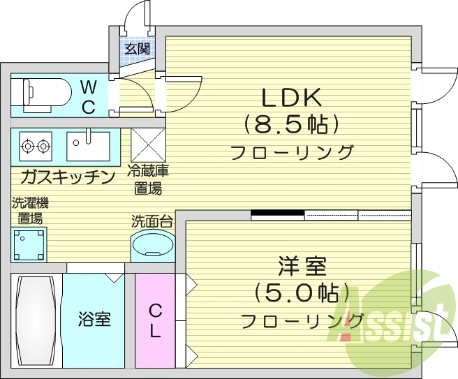 １LDK、ネット無料、灯油暖房、ウォシュレット